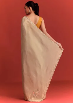 Off White Tissue Saree With Cutdana And Stone Work