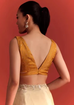 Off White Tissue Saree With Cutdana And Stone Work