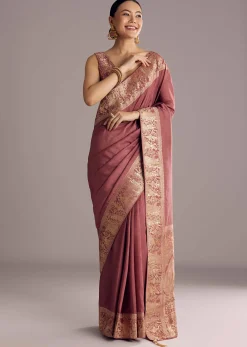 Onion Pink Dola Silk Saree With Zari Motifs Pallu