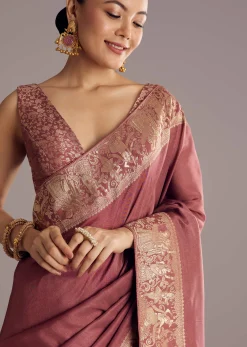Onion Pink Dola Silk Saree With Zari Motifs Pallu