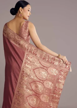 Onion Pink Dola Silk Saree With Zari Motifs Pallu
