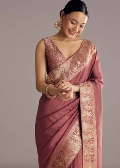 Onion Pink Dola Silk Saree With Zari Motifs Pallu