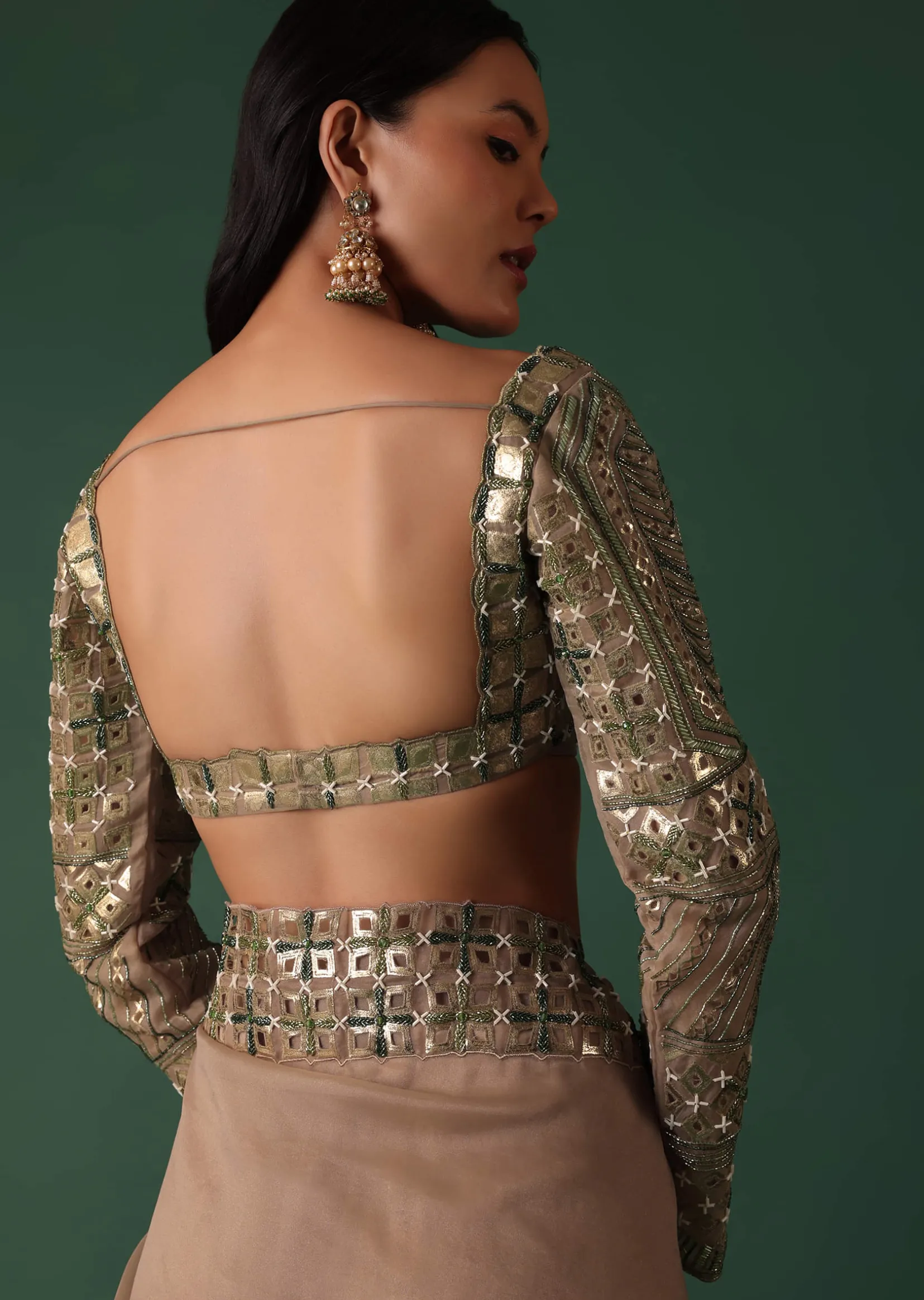 Onion Pink Foil Printed Saree And Blouse In Organza