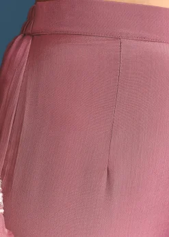 Onion pink Silk Kurta Sharara Suit With Moti Cutdana Work