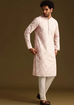 Onion Silk Schiffli Work Kurta And Pant