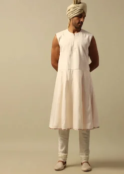 Opulent White Raw Silk Sherwani