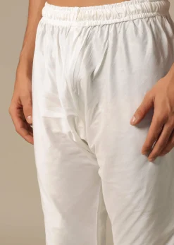 Opulent White Silk Sherwani Set