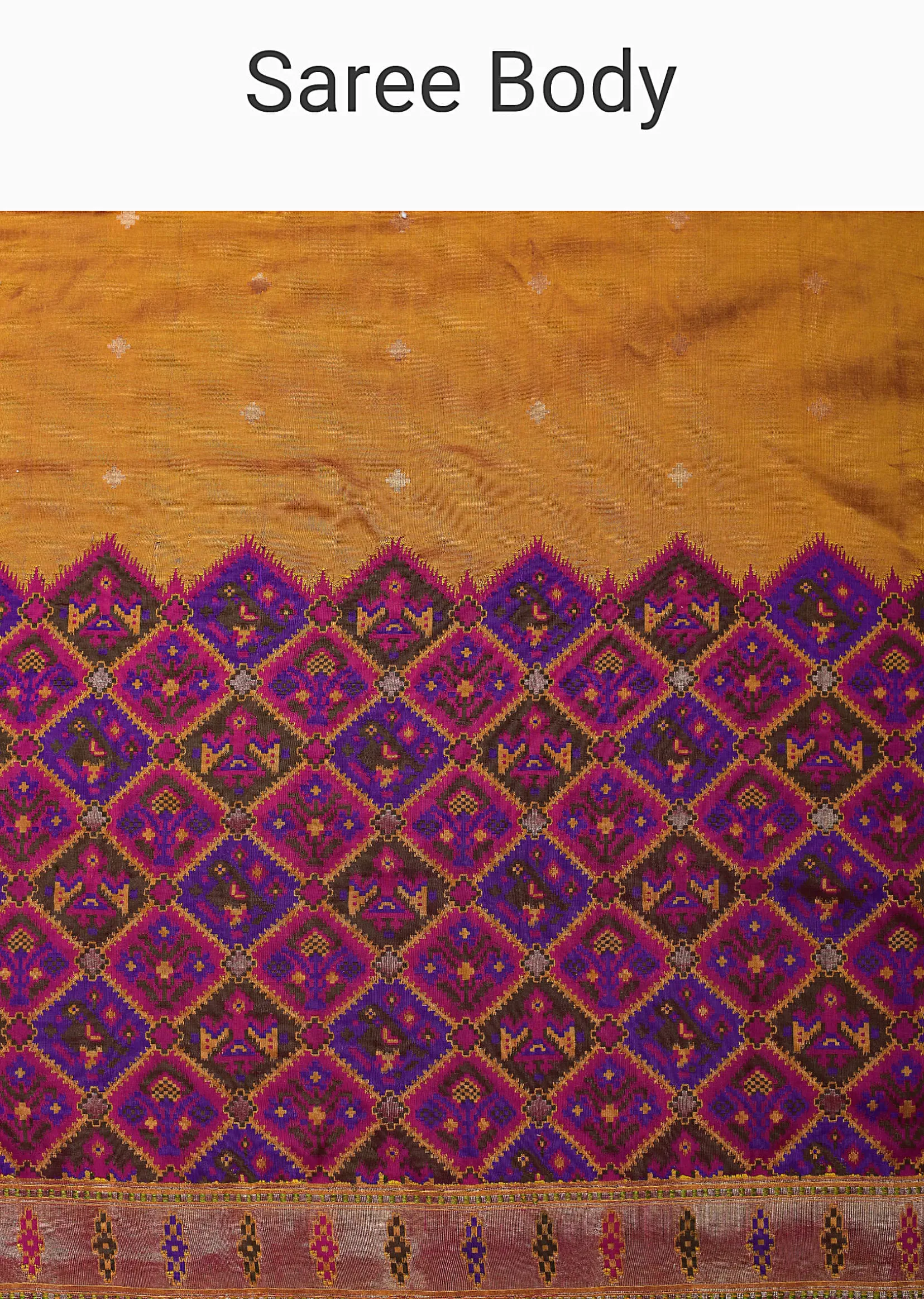 Orange And Pink Banarasi Ikat Patola Weave Saree With Unstitched Blouse Piece