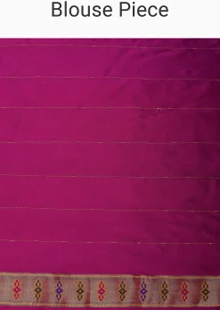Orange And Pink Banarasi Ikat Patola Weave Saree With Unstitched Blouse Piece