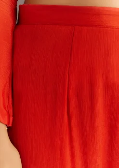 Orange Chinon Asymmetrical Cut Kurta Sharara With Dupatta