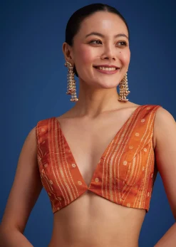 Orange Dola Silk Saree With Zari Border And Pallu