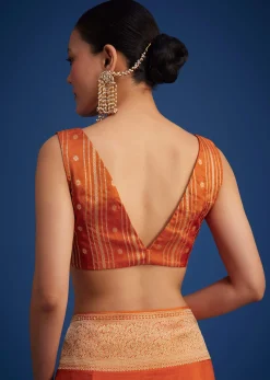 Orange Dola Silk Saree With Zari Border And Pallu