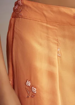 Orange Georgette Sharara Suit With Embroidered Kurta And Dupatta