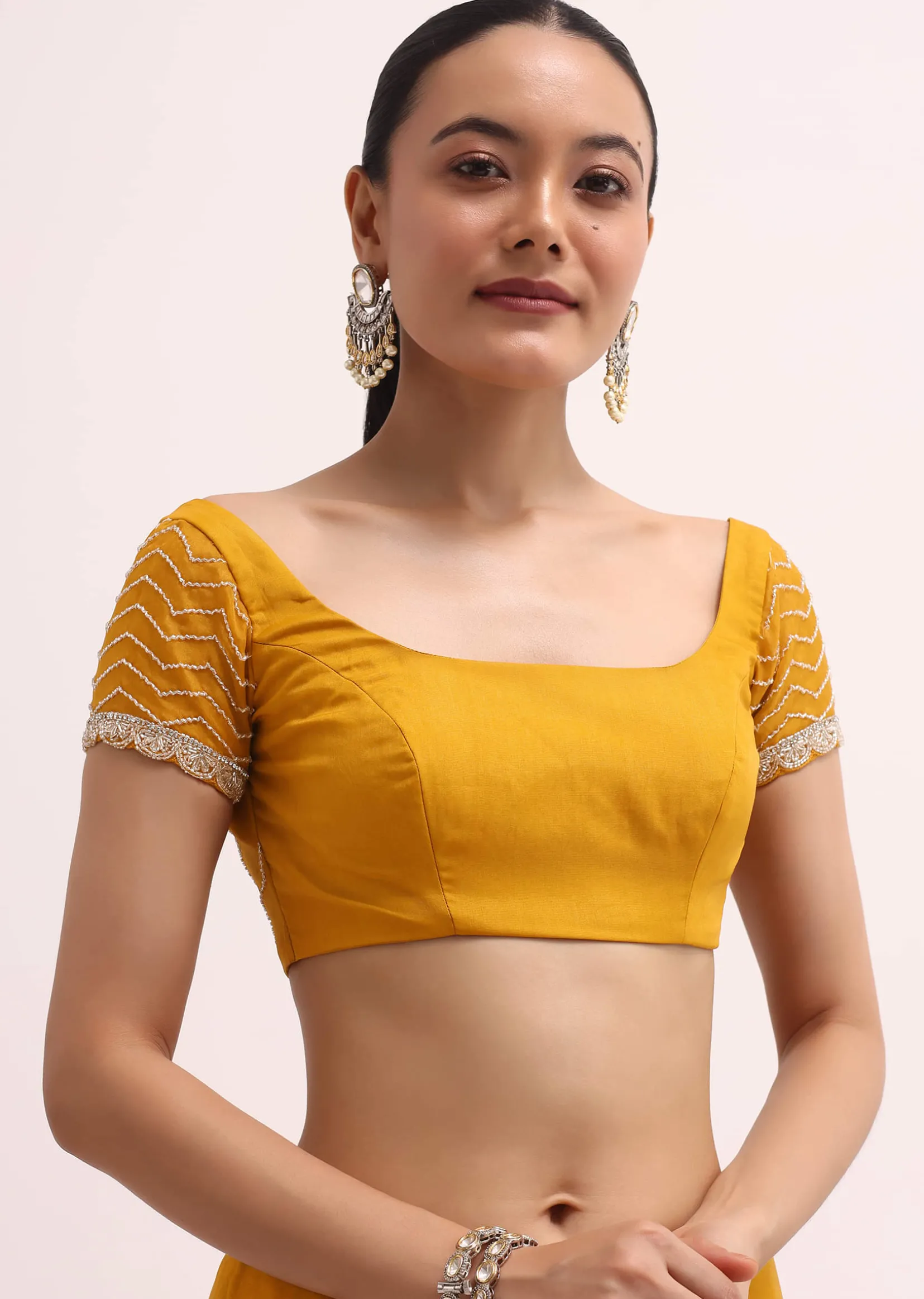 Orange Organza Saree With Unstitched Blouse