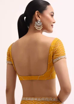 Orange Organza Saree With Unstitched Blouse