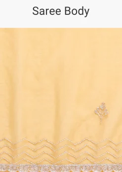 Orange Organza Saree With Unstitched Blouse