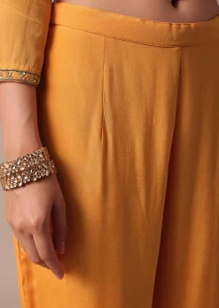Orange Pant Set With Sequin Work