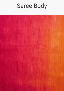 Orange Red Shaded Kora Silk Handloom Saree With Woven Motif