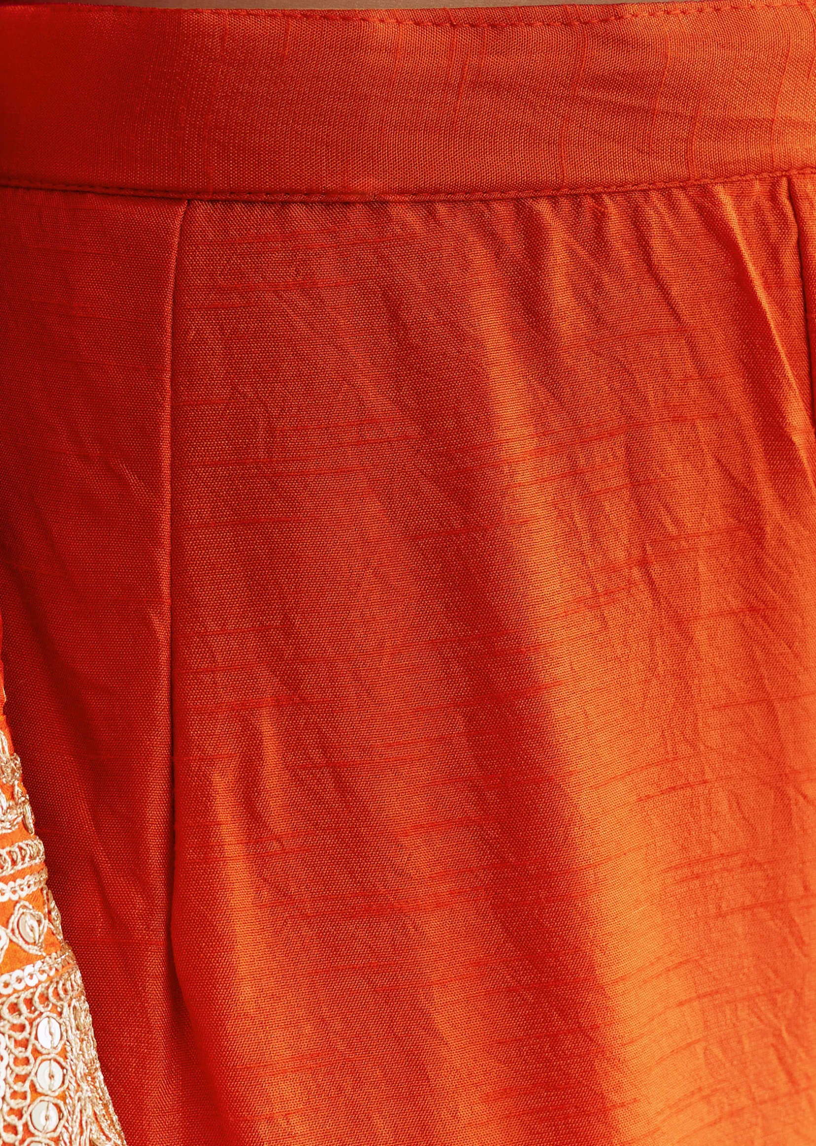Orange Russian Silk Bandhani Anarkali Dupatta Suit