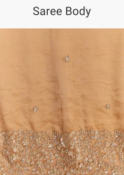 Orange Tissue Saree With Unstitched Heavy Embroidered Border
