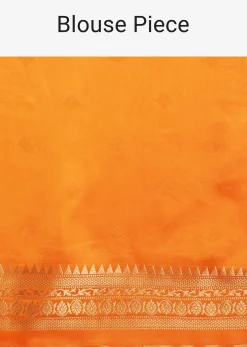 Orange Tissue Silk Saree With Zari Border And Butti Work