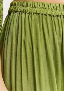Parrot Green Floral Chiffon Anarkali Kurta Set With Dupatta