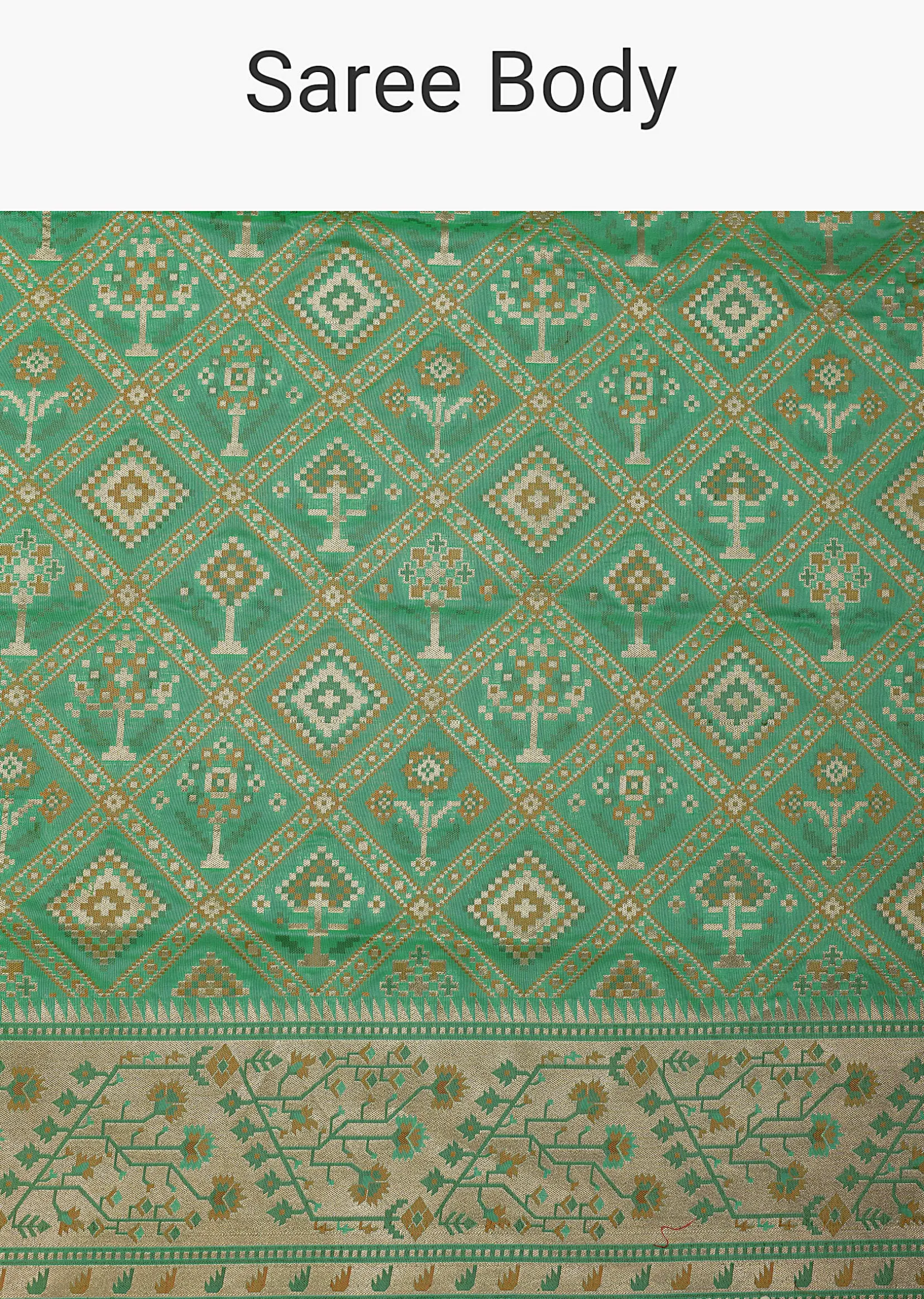 Parrot Green Katan Silk Banarasi Ikat Patola Weave Saree With Unstitched Blouse Piece