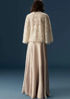 Pastel Palazzo Set With Full Sleeved Jacket And Intricately Embellished Bustier