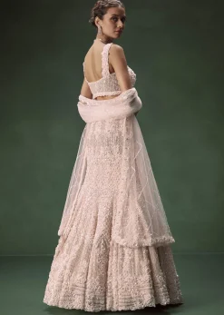 Pastel Pink Mermaid Bridal Lehenga With Intricate Embellishments