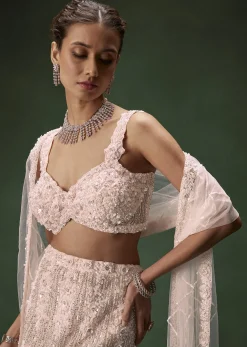 Pastel Pink Mermaid Bridal Lehenga With Intricate Embellishments