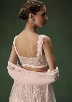 Pastel Pink Mermaid Bridal Lehenga With Intricate Embellishments