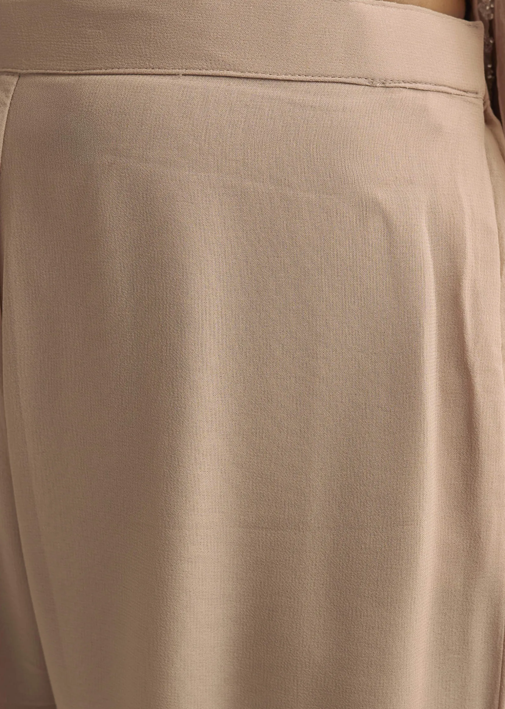 Peach Beaded Kurti Pant Set With Dupatta