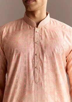 Peach Chanderi Kurta Set
