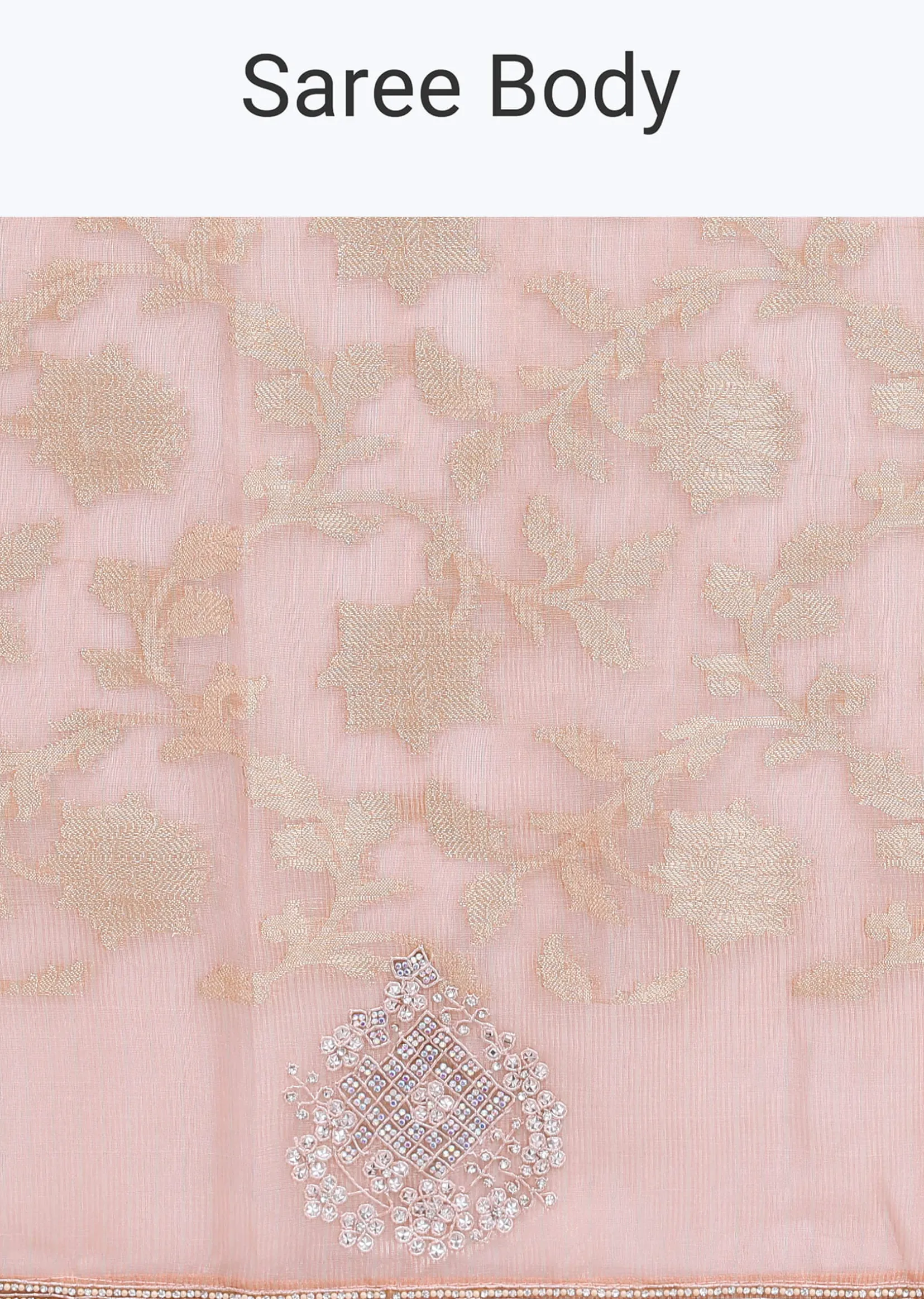 Peach Chanderi Saree With Unstitched Blouse