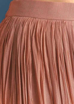 Peach Chinon Ombre Kurta Palazzo Suit With Sequins Threadwork