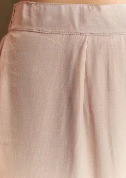 Peach Crop Top Set With Embroidered Organza Jacket