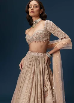 Peach Embroidered Bridesmaid Lehenga With Dupatta
