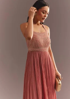 Peach French Tissue Jumpsui With Cutdana Work