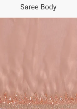 Peach Glass Tissue Saree With Cutdana Sequins Embroidery And Cutwork Scallop Border