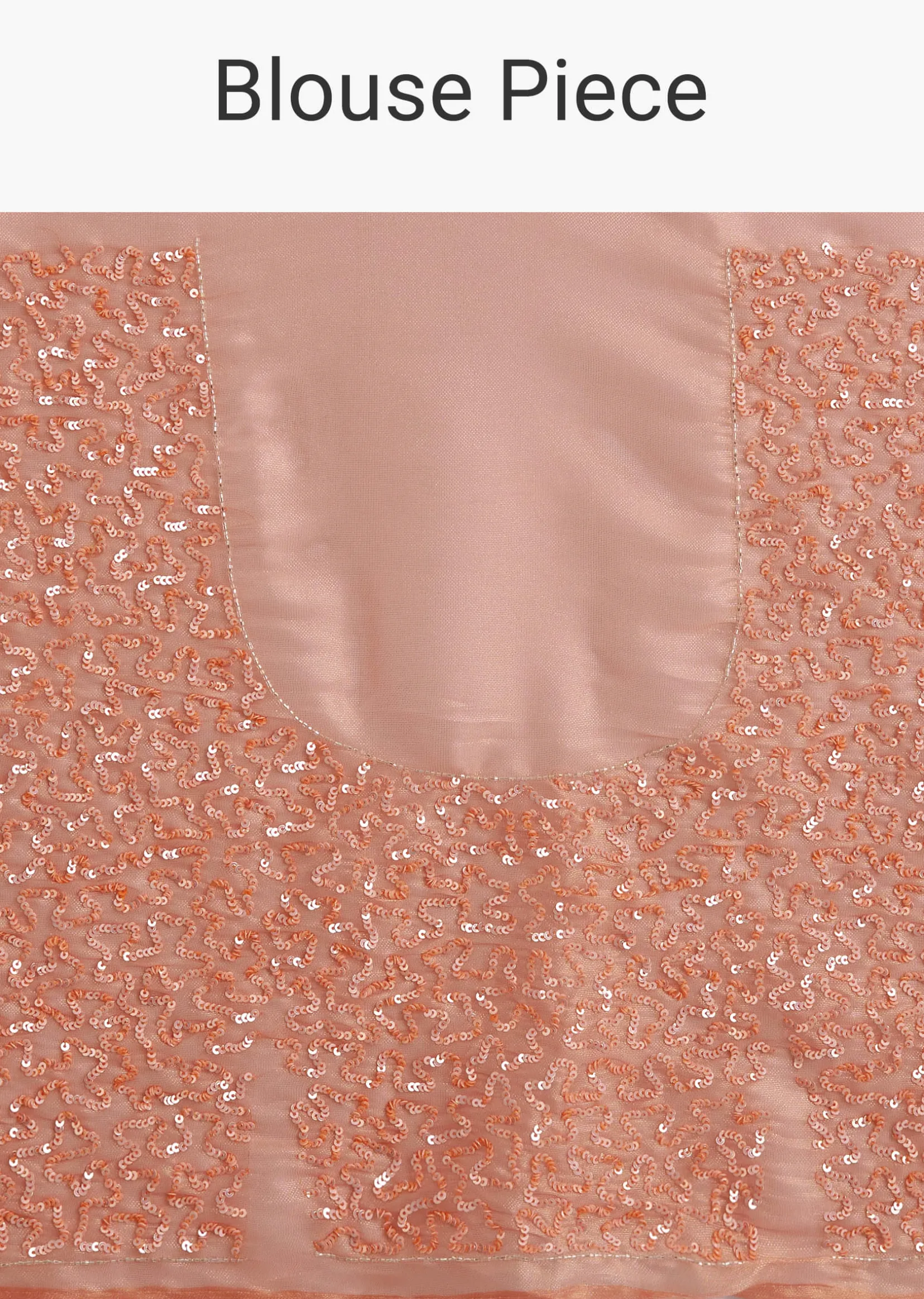 Peach Glass Tissue Saree With Cutdana Sequins Embroidery And Cutwork Scallop Border