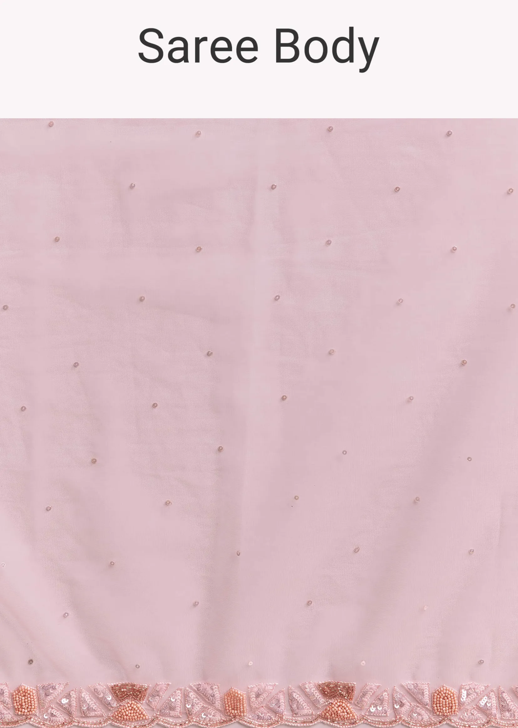 Peach Net Saree With Sequin Embroidery