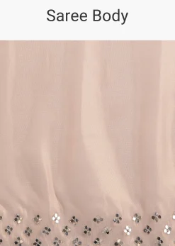 Peach Organza Tissue Saree With Cutdana Embellished Border
