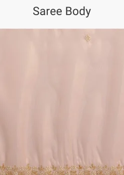 Peach Organza Tissue Saree With Scalloped Embroidery