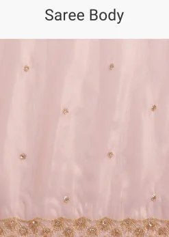 Peach Organza Tissue Saree With Scallop Edge
