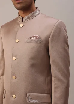 Peach Pink Embroidered Jodhpuri Suit