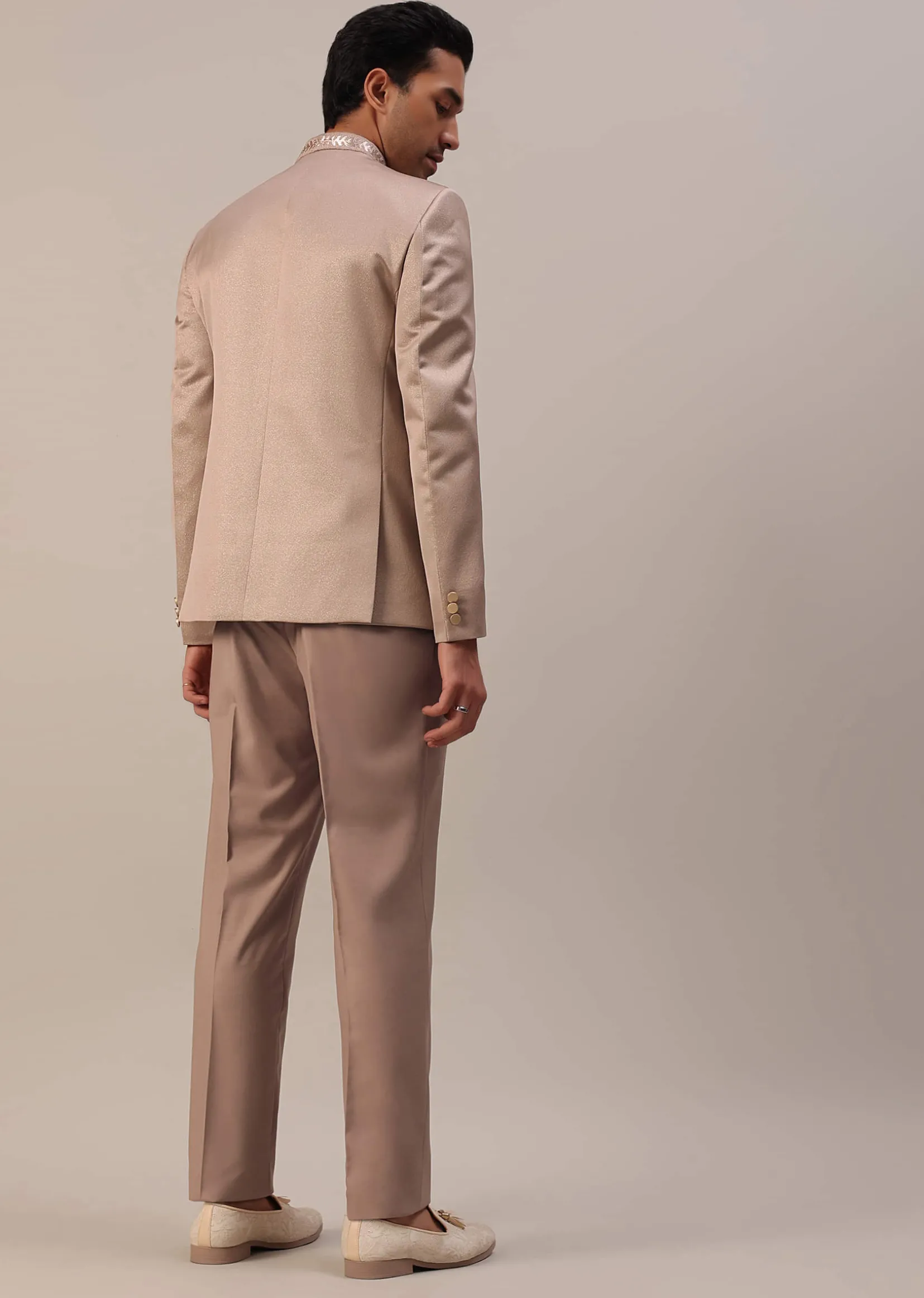 Peach Pink Embroidered Jodhpuri Suit
