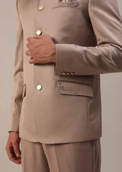 Peach Pink Embroidered Jodhpuri Suit