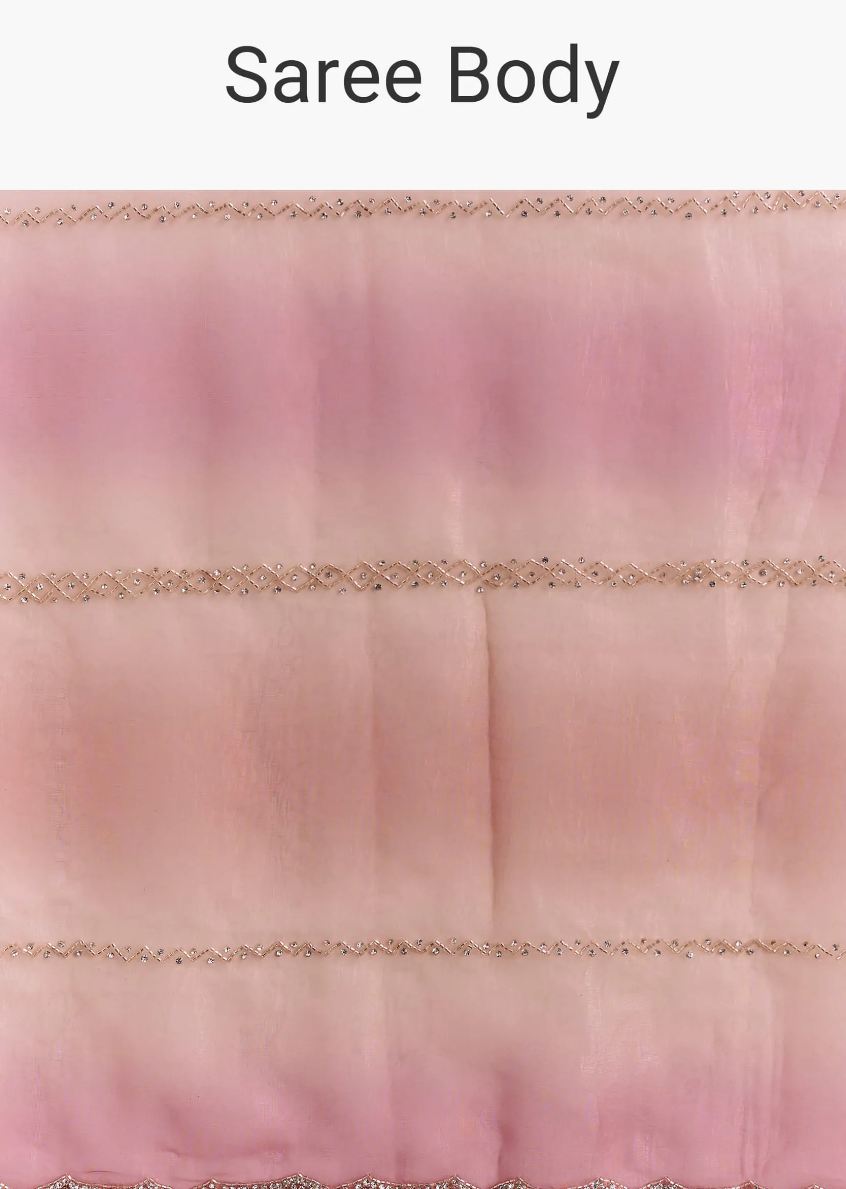 Peach Pink Glass Tissue Saree With Stone And Cutdana Embroidery