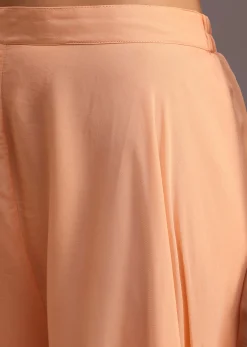 Peach Resham Work Jacket And Croptop Palazzo Set