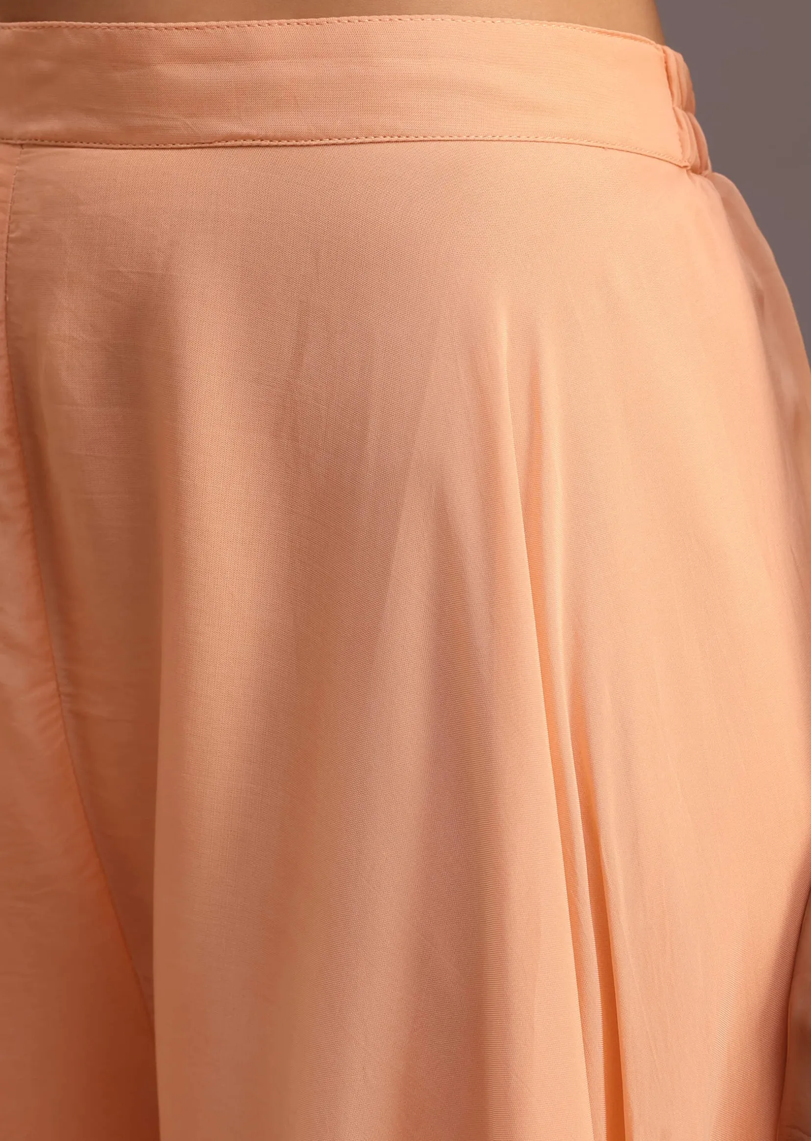 Peach Resham Work Jacket And Croptop Palazzo Set